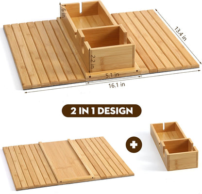 Bamboo Sofa Arm Tray Table – No-Slip Couch Organizer